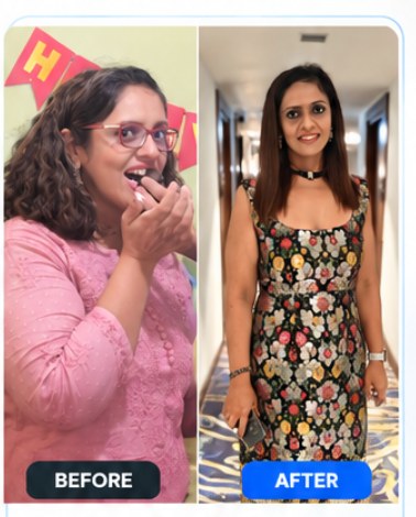 Dr. Madhavi Arora before and after her GFS coaching transformation