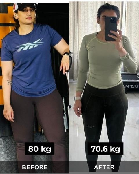 Priyanka Indrodia before and after her GFS coaching transformation