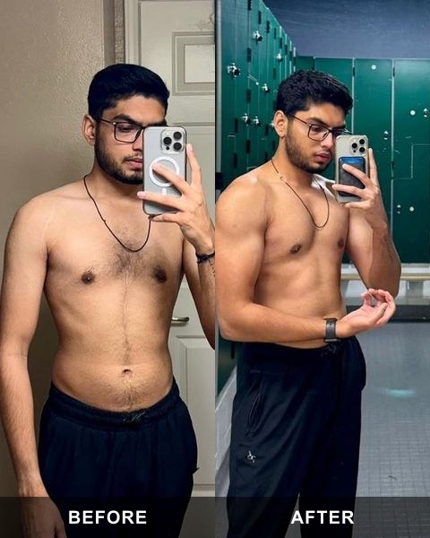 Vrushant before and after his GFS coaching transformation
